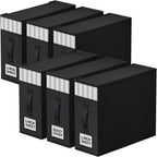 6 Pack Bed Sheet Closet Organizers and Storage,Sturdy Foldable Storage Containers with Window and Label,Storage and Organization for Bedding Sheets,Duvet Covers,Blankets (Black)