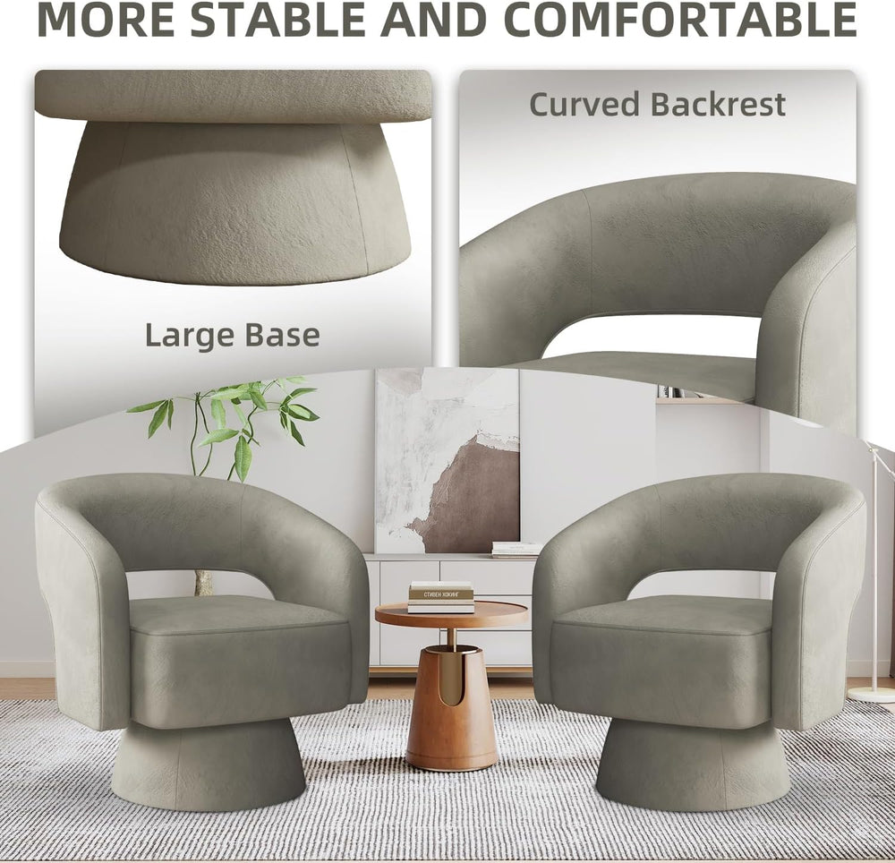 INZOY Swivel Barrel Chair with Velvet Fabric, Swivel Accent Chair with Thicke...