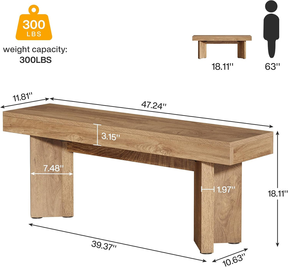 Tribesigns Farmhouse Wooden Bench | 47" Indoor Entryway Bench with Sturd...