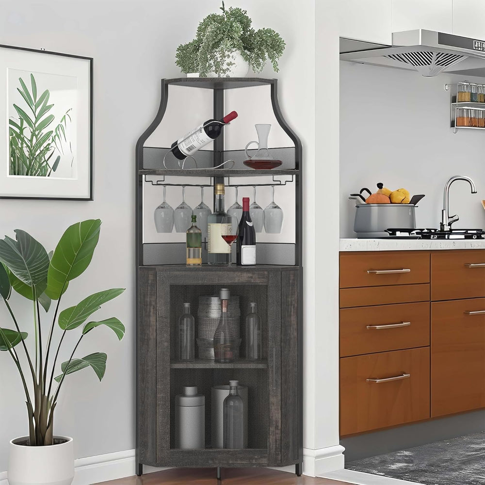 Garvee Corner Wine Rack Cabinet for Liquor Cabinet with Adjustable Shelves, 6...