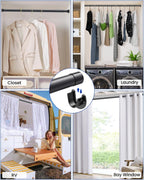 2 PACK Closet Rods for Hanging Clothes, 17 to 28 Inches Stepless Adjustable Metal Closet Rod, 1.3 Inches Heavy Duty Clothes Hanging Rod for Closet Wardrobes Laundry RV, Black