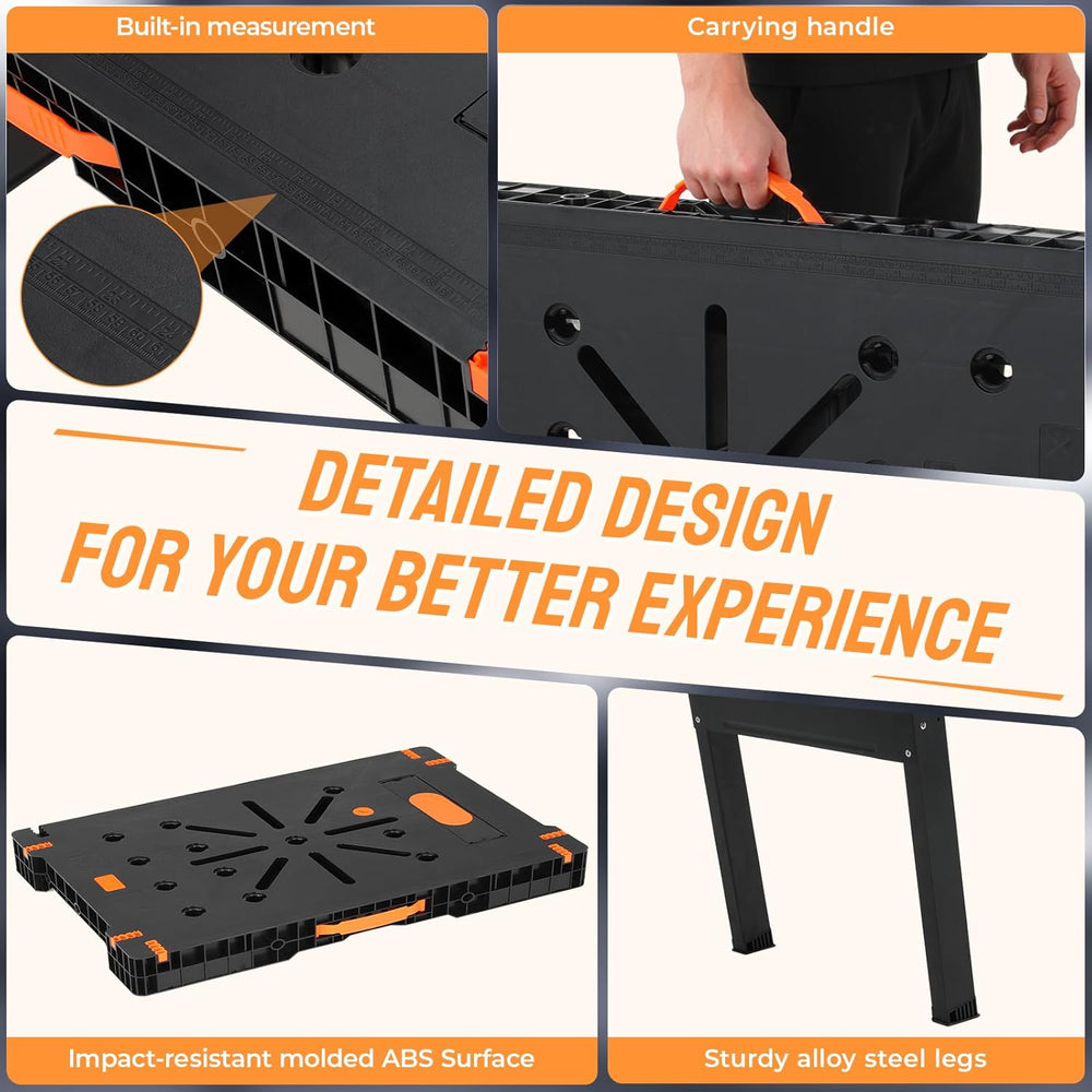 TLGREEN Folding Work Table,Express Portable Workbench, 34" W x 22" ...
