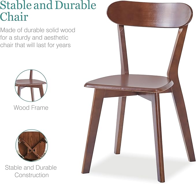 Walnut Solid Wood Louis Dining Chairs Set of 2 for Home Kitchen/Living Room/Apartment