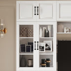 126" Entertainment Center Wall Unit with Glass Doors & Drawers, Large Wall Unit TV Stand for TVs up to 70", Media Console Table for Living Room, Can be Split into 4 Separate Cabinet, White