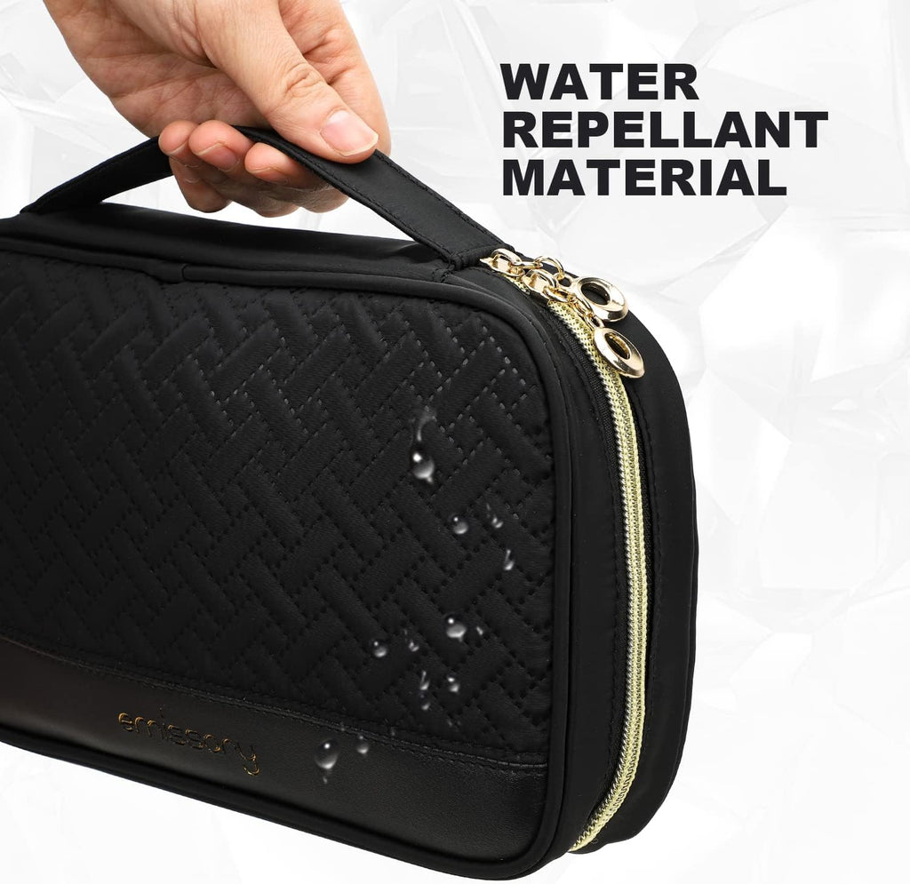 emissary Jewelry Organizer Case Travel Jewelry Storage Bag for Necklace, Earrings, Rings, Bracelet, Jewelry Storage, Earring Storage, Necklace Storage, Pouch Bag Luggage Accessories for Travel (Black)