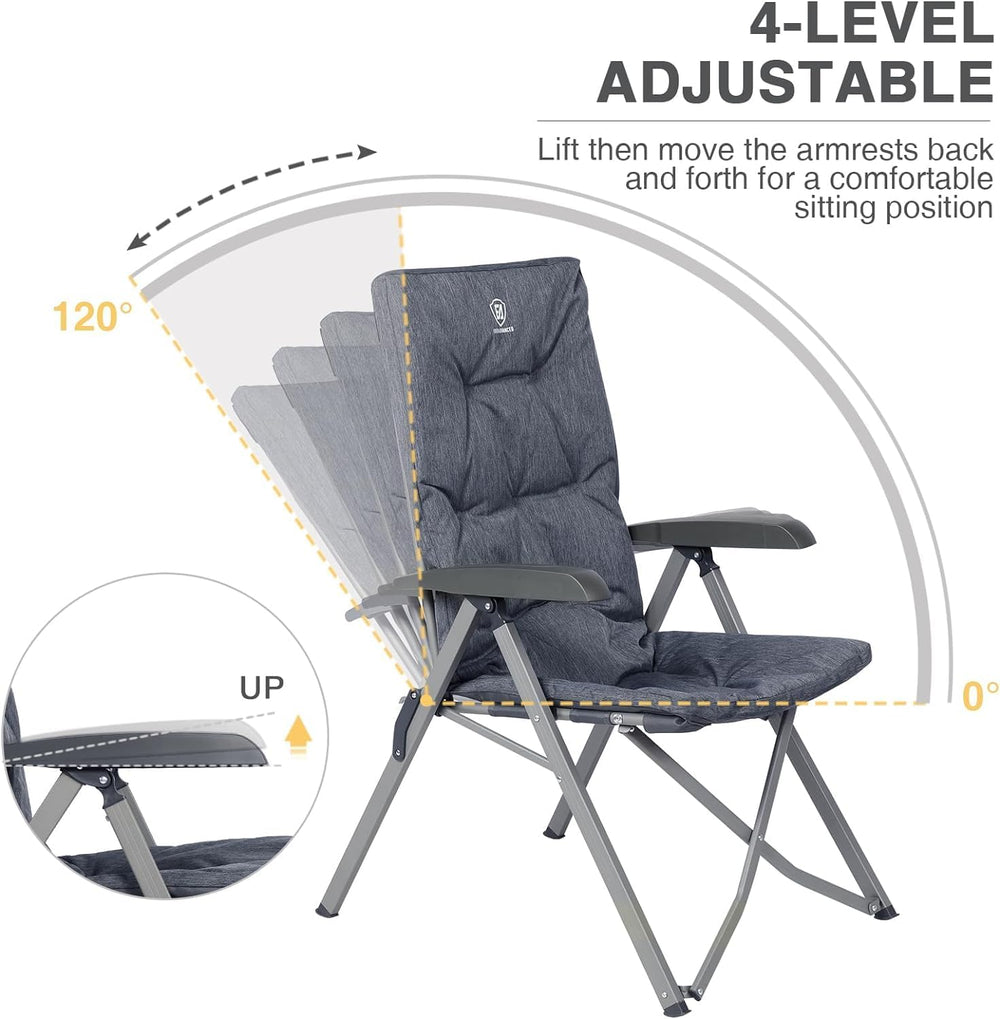 EVER ADVANCED Luxury Camping Chairs 2 Set for Adults Heavy Duty High Back Ove...
