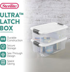Sterilite 18-Pack Ultra Latching Box, Storage Bins with Lids, Clear Plastic, 18 Quart - Heavy-Duty Organizing Containers for Closet, Bathroom, and Office
