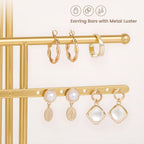 Lolalet Bracelet Display Stand Necklaces Holder, 5 Tiers Jewelry Organizer and Storage Rack with Velvet Slot and Metal Base, for Women Bangles Watches Ring Earrings -White