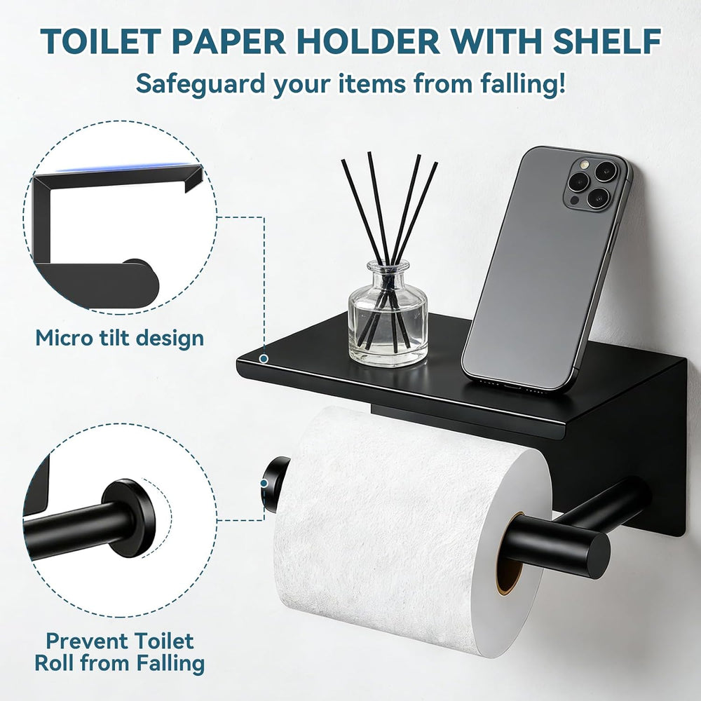 5-Piece Bathroom Hardware Set, Matte Black Bathroom Accessories Set with 24&q...