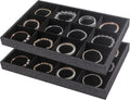 Julysky 2Pcs 12 Grids Stackable Jewelry Organizer Trays for Drawer,Bracelet Holder Box,Necklace Display Stand for Selling