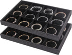 Julysky 2Pcs 12 Grids Stackable Jewelry Organizer Trays for Drawer,Bracelet Holder Box,Necklace Display Stand for Selling