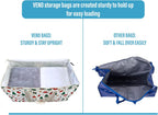 VENO 2 Pack Moving Bags and Large Christmas Storage Bins with lids. Alternative to Moving Boxes, Packing Supplies for College. Extra Large Heavy Duty Totes for Packaging (Jingle Mix, 2 Pack)