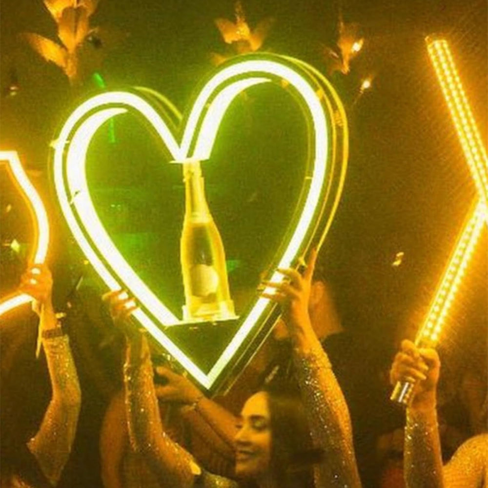 7-Color LED Heart Shape Liquor Bottle Display Shelf, Champagne VIP Bottle Pre...
