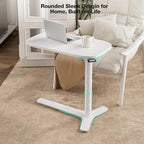 Muvai 30 Inch Large Overbed Table with Wheels Adjustable Height Ideal Bedside Table for Home Medical Use - Rolling Table for Hospital Versatile Bedside, Lap Desk, Laptop Stand,White