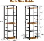 5-Tier Purse Organizer for Closet, Tall Purse Rack Stand for Purse Storage, Metal & Wood Handbag Organizer with 4 Side Hooks and 2 Baskets, Space-Saving Narrow Purse Shelf for Small Space, Bedroom