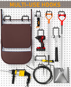 INCLY 24 Pack Heavy Duty Pegboard Hooks, 1/4" Pegboard Drill Holder Tool Utility Hooks, Peg Board Tool Hangers Accessories for Hanging Power Tools, Drill, Hammer, Workbench, Garage