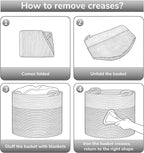 Goodpick Large Woven Rope Toy Storage Basket for Living Room, 60L, Grey | Small Laundry Basket for Organizing Baby Clothes, Blankets & Pillows, Great for Bedroom Nursery Home Décor
