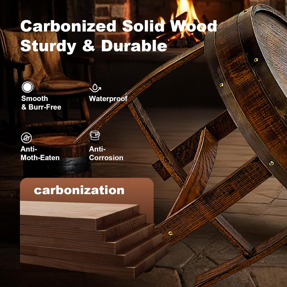 Wine Barrel Table - Whiskey Barrel End Table for Living Room, Cafe, or Office...