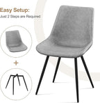 Yaheetech Dining Chairs Set of 6 Modern Upholstered Dining Room Chairs with Faux Leather Seat and Metal Legs for Home, Kitchen, Armless Design, Gray