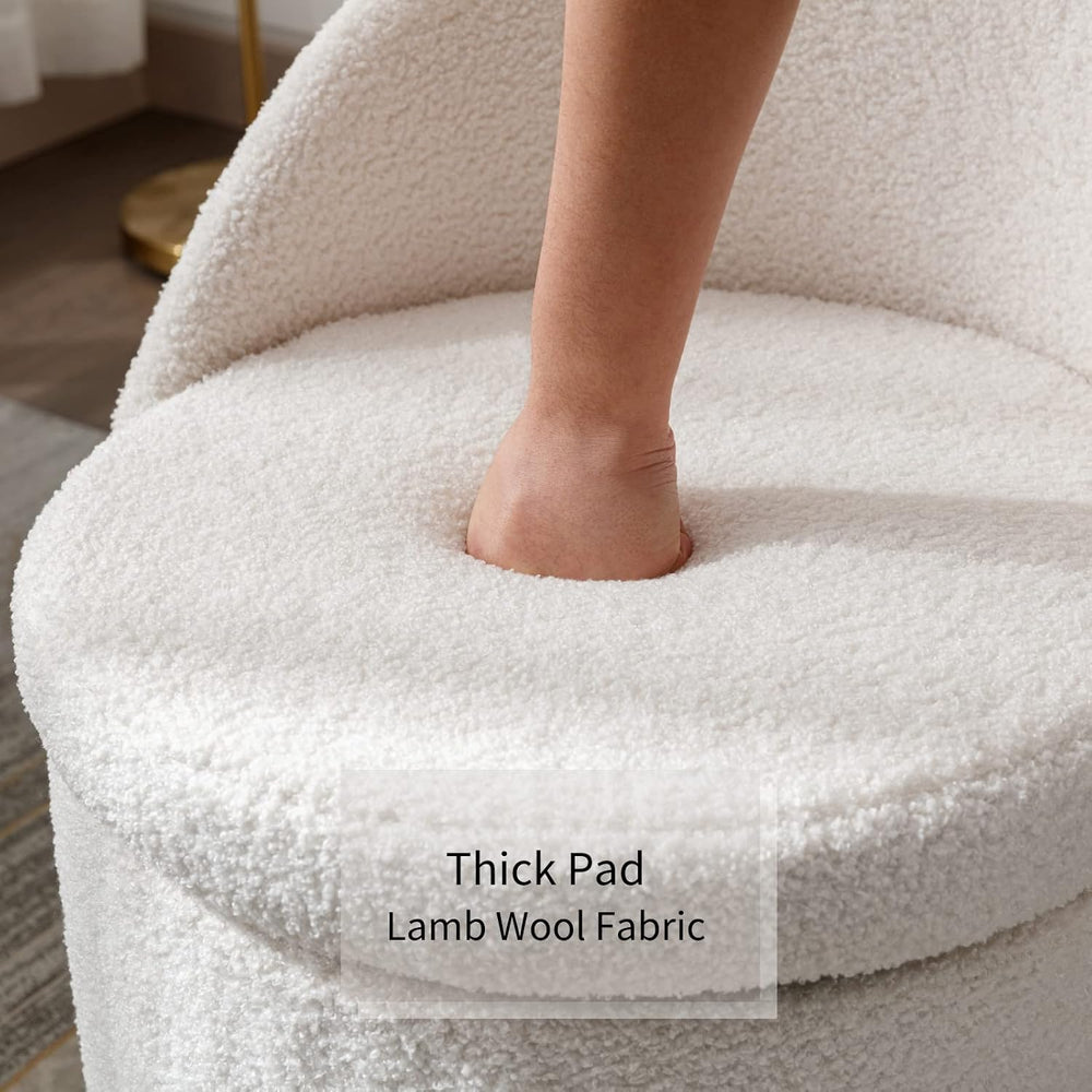 HEAH-YO Modern Vanity Stool Set of 1, Swivel Vanity Ottoman Stool with Storag...