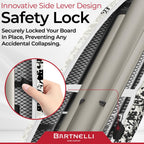 Bartnelli Pro Luxury Ironing Board - Extra Wide 62x19” Steam Iron Rest, Adjustable Height, T-Leg Foldable, European Made