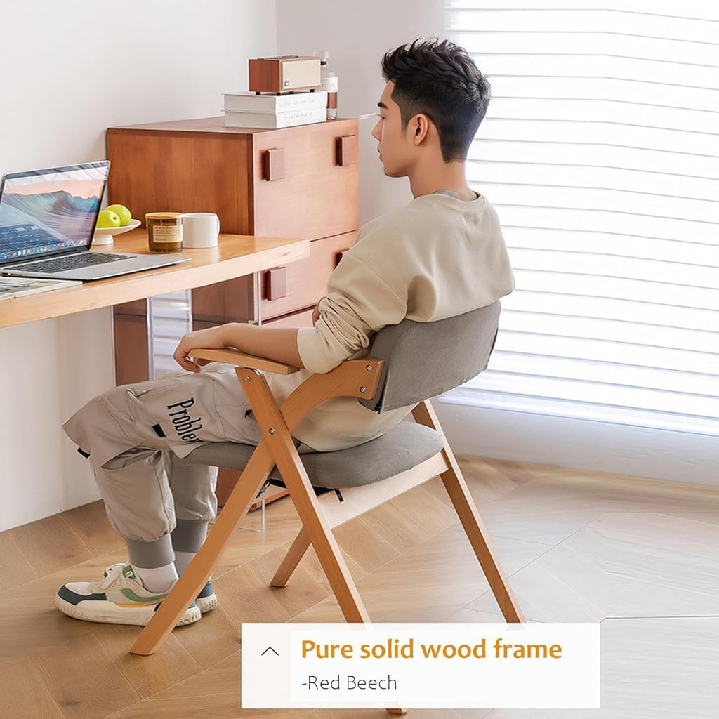 Foldable Chairs with Padded Seats and Solid Wood Frame for Dining Room, Living Meeting