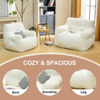 Jumbo Plush Bean Bag Chair for Adults with Head & Back Support - Extra Large Durable Tear-Resistant Fabric (Large)