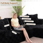 Modular Sectional Sofa, 108" L-Shaped Boneless Couch with Deep Seat, Corduroy Cloud Couch for Living Room, Bedroom, No Assembly Required, Ship in a Box, Checkered Black