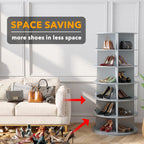 SpaceAid 6 Tier Rotating Shoe Rack Tower, Spinning Shoe Display Lazy Susan, Revolving 360 Shoe Rack Storage Round Carousel, Vertical Handbag Rotate Shoes Closet Organization (6-Tier Gray)