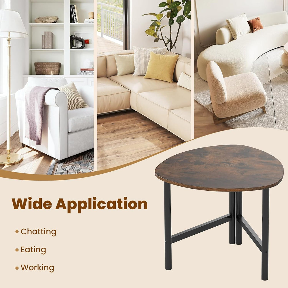 GOFLAME Triangular End Table, Modern Sofa Couch Side Table with Wood Faux Mar...