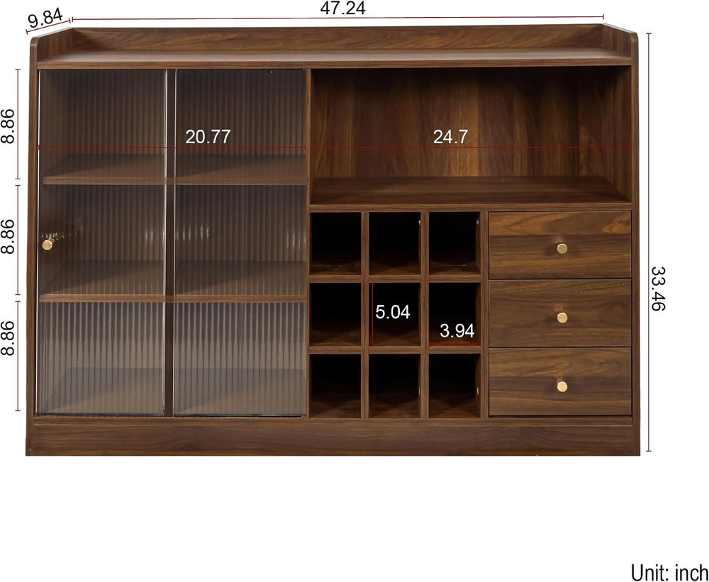 Sideboard Cabinet Buffet Cabinet with Storage,Wine Cabinet with Sliding Glass...