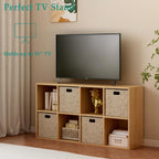 8-Cube Storage Shelf Bookcase - Wooden 4-Tier Floor Standing Open Bookshelf for Home and Office, Display Cabinet, Oak