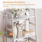 HITNET Ladder Shelf, 4 Tier Bookshelf, Floor Standing Bathroom Storage Rack with Bamboo Frame, Home Office Open Display Bookcase, White