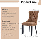 Modern Dining Chairs Set of 8, Tufted Upholstered Dining Chairs with Solid Wood Legs, Brown Linen Fabric Kitchen Chair, Sillas de Comedor, Comfy Kitchen Chair (Brown, Linen, 8Pcs)