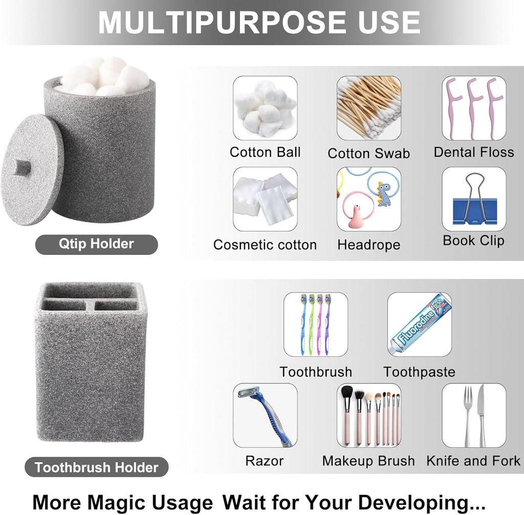 21 Pcs Bathroom Accessory Set with Waterproof Shower Curtain and Non Slip Mat,Resin Bath Set with Toothbrush Holder and Lotion Soap Dispenser,Bathroom Countertop Organizer Set for Home Apartment