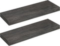 HOOBRO Floating Shelves for Wall, Wall Mounted Shelf Set of 2, 23.6" Hanging Shelf with Invisible Brackets, for Wall in Bathroom, Bedroom, Toilet, Kitchen, Living Room, Office, Charcoal Gray BC60BJ01