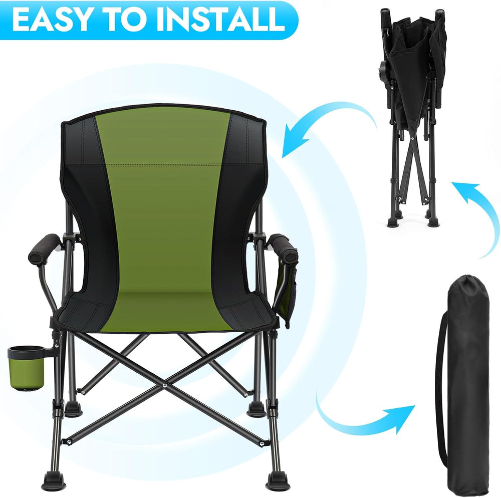 2 Pack Oversized Folding Camping Chair for Adults, Supports 450 LBS Camping C...