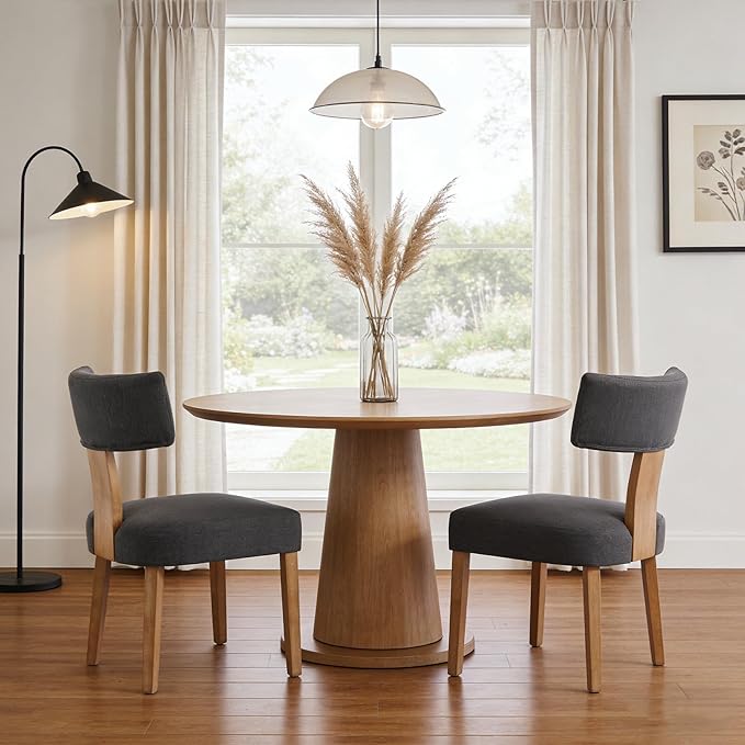 Modern Kitchen Chairs Set of 4, Upholstered Dining Chairs with Curved Back, F...
