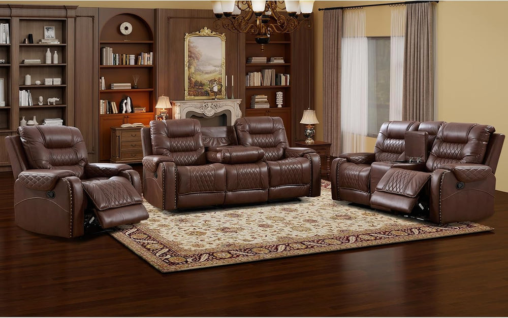 EBELLO 3PCS Faux Leather Recliner Sofa Furniture Set, Included Recliner Chair...