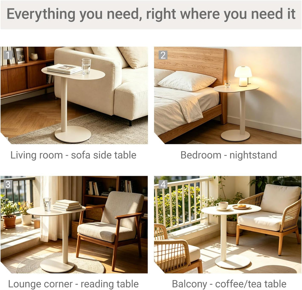 Modern C-Shaped End Table, Small Sofa Side Table Metal Side Table for Couch a...
