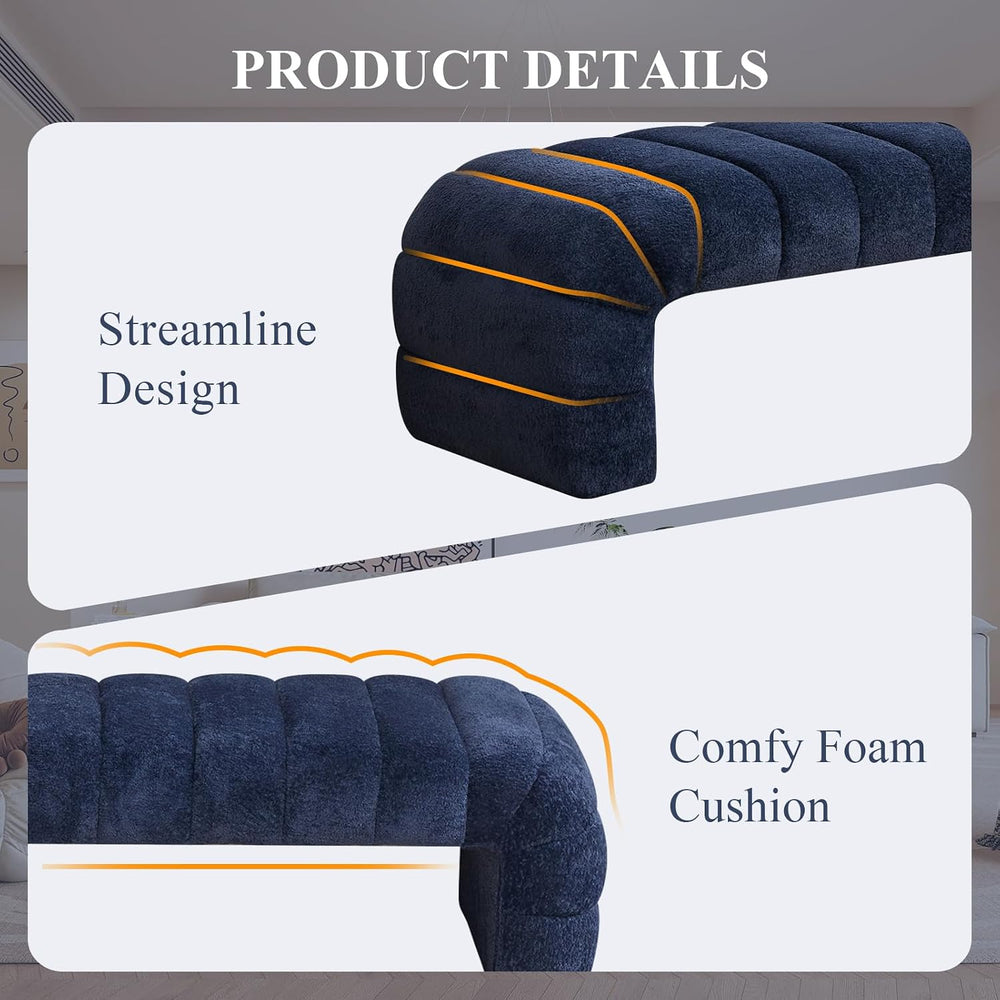 NIOIIKIT 69.7" Ottoman Bench, Teddy Upholstered Queen Size End of Bed Be...