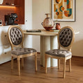 French Country Dining Chairs Set of 2,Farmhouse Upholstered Dining Room Chairs with Tufted Round Back&Solid Leg,PU Leather Kitchen Side Chairs for Kitchen/Bedroom/Dining Room,Brown
