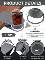 1PCS Drinking Cup Holder, Kalolary Desk Bottle Cup Stand DIY Glass Clamp Storage Saucer Clip Water Coffee Mug Holder Saucer Clip Design for Home & Office, Grey