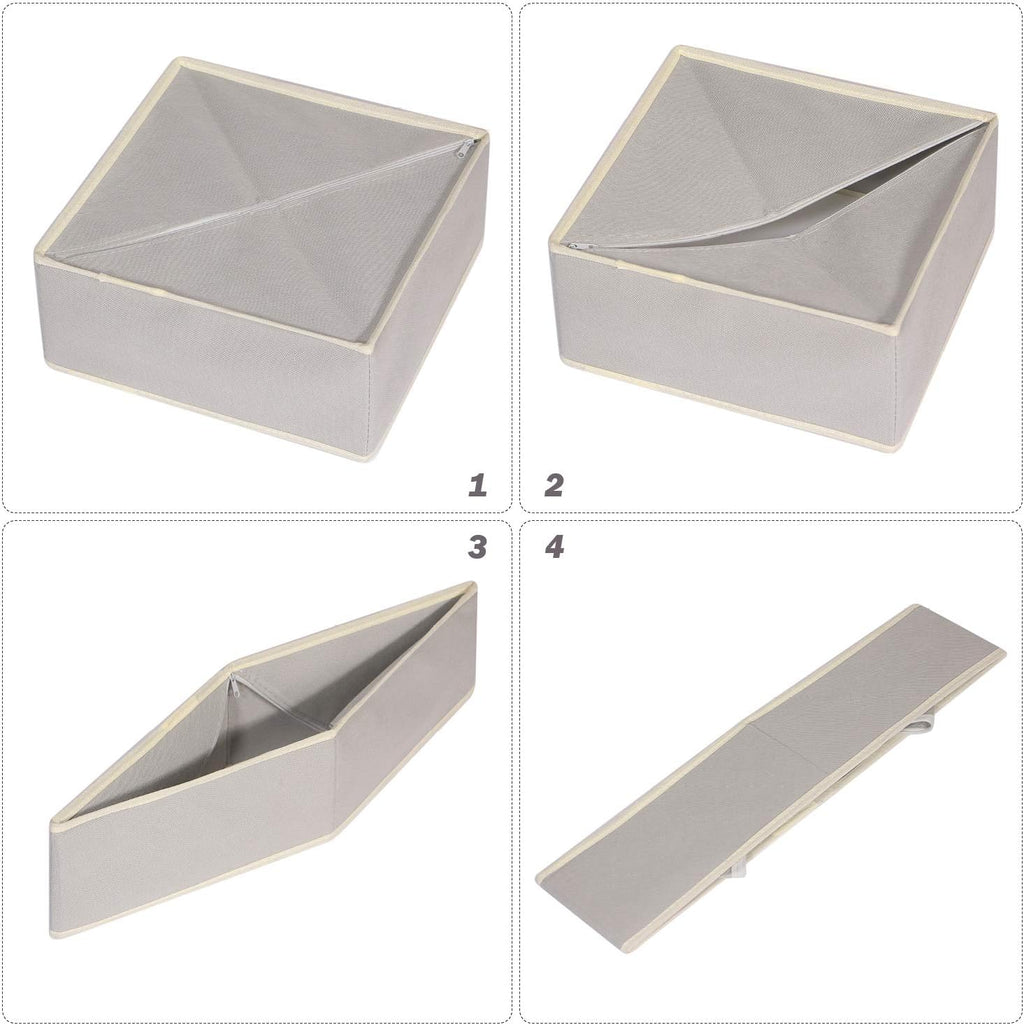 DIOMMELL Set of 4 Foldable Cloth Storage Box Closet Dresser Drawer Organizer Fabric Baskets Bins Containers Divider for Clothes Underwear Socks Lingerie Clothing, Grey 40-0000