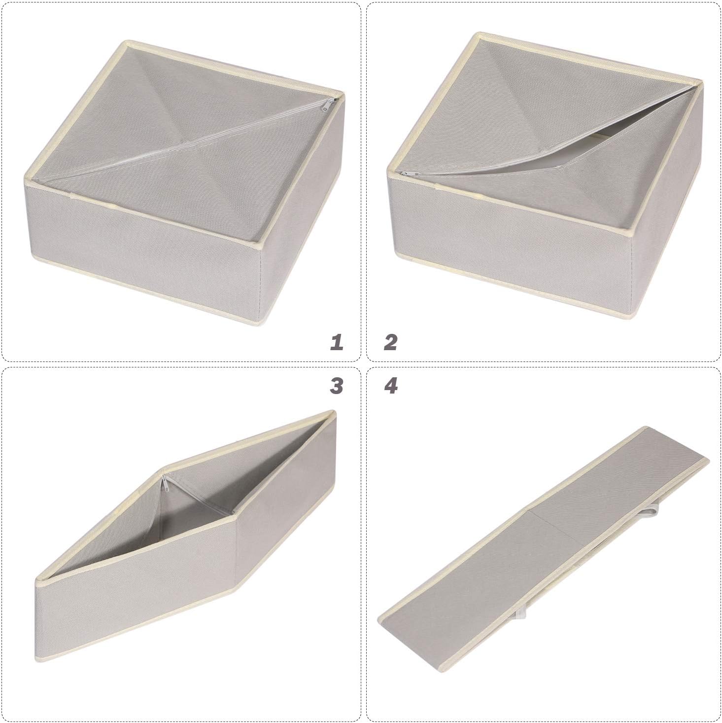 DIOMMELL Foldable Cloth Storage Box Closet Dresser Drawer Organizer Fabric Baskets Bins Containers Divider for Clothes Underwear Bras Socks Clothing,Set of 4 Grey 400