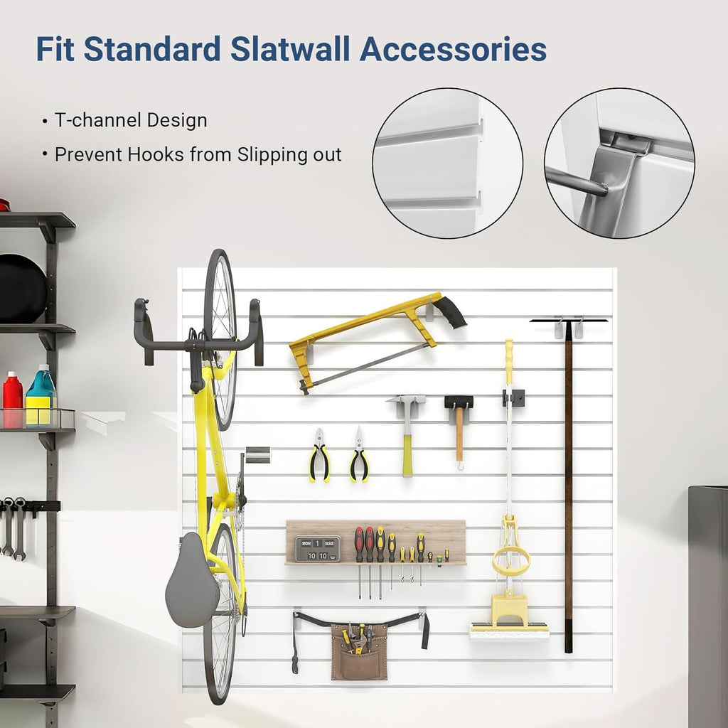 Slatwall Panel 4 FT x 4 FT, Interlocking Slat Wall Paneling, Wall Mounted PVC Wallpanel, Suitable for Garage Storage and Organizer, Slatwall Board, Shelves - White