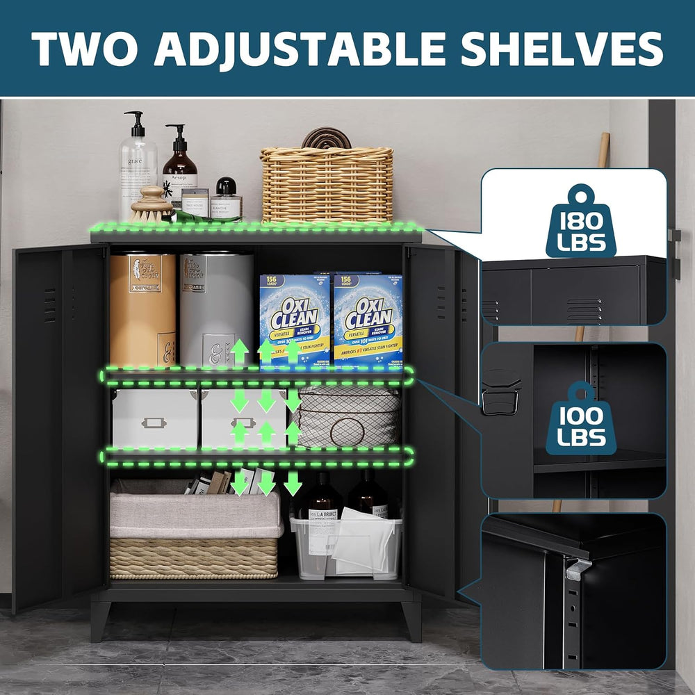 MIIIKO Metal Locker with 2 Doors, Metal Storage Sideboard Accent Cabinets for...