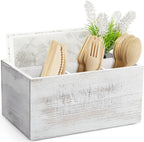DRASTAR Silverware Caddy, Wooden Utensil Holder, Picnic Cutlery Holder, Whitewashed Silverware Holder, Plastic Silverware Caddy for Party, Countertop, Camping