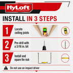 HyLoft Adjustable Garage Ceiling Mount Storage Rack Kit, Ceiling Shelving Mounts, 34 in. x 26 in., 80844-10, Hammertone