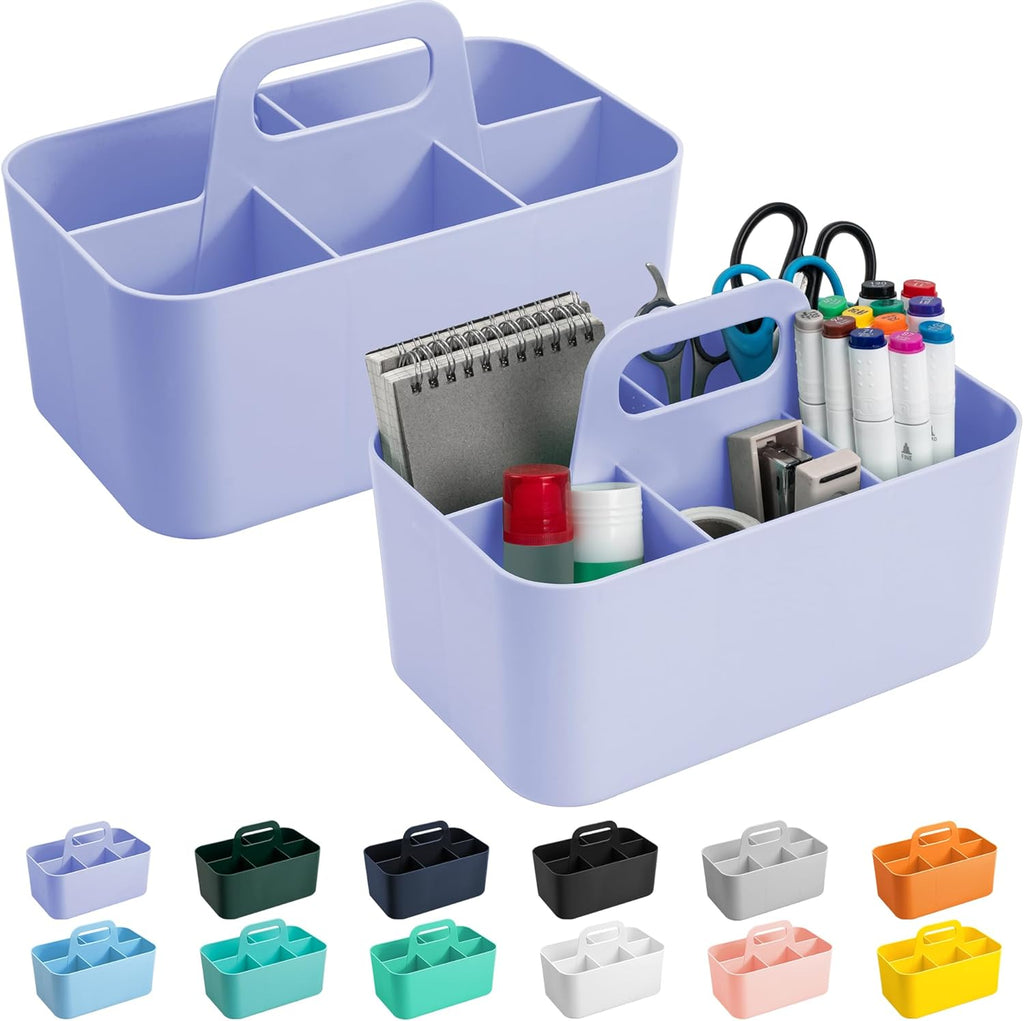 Tiawudi 2 Pack Caddy Organizer with Handle, Portable Plastic Caddy, Storage Organization for Cleaning, Bath, Makeup, Art, Craft, Stationery, Classroom and Office, Tote Organizer